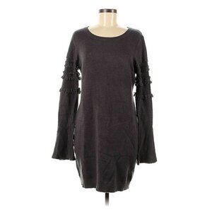 Stitches and Stripes Sz M Women’s Gray Sweater Long Sleeve Scoop Neck Dress‎